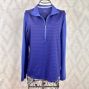 Patagonia capilene 3 blue striped base layer 1/4 zip pullover size M